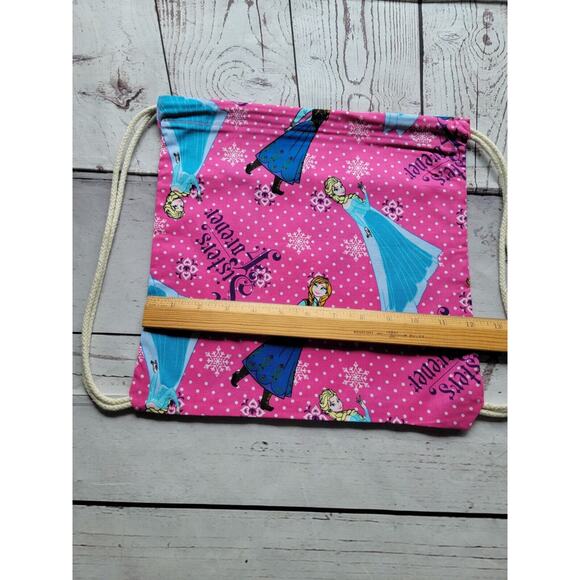 Handmade Kids Frozen Cotton Drawstring Bag Library Bag Travel Bag New - Picture 3 of 7